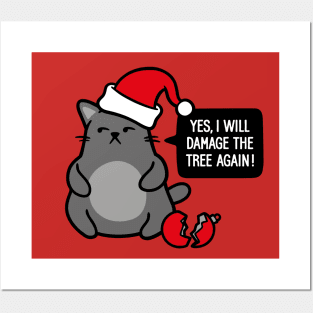 Christmas cat Posters and Art